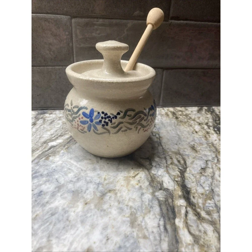 Vintage 1986 Turn & Burn Honey Pot W Lid- Seagrove NC- EUC- Signed D.M.L.